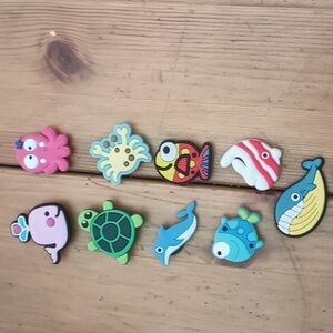 Set Of Nine Sea Creature Themed Shoe Charms